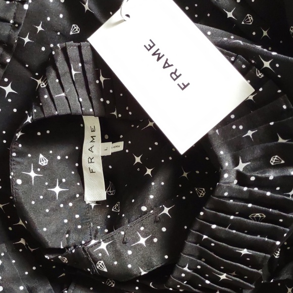 NWT Frame Large 100% Silk Celestial Star Diamond Ruffle Tiered Dress *Flawed* - Picture 3 of 16